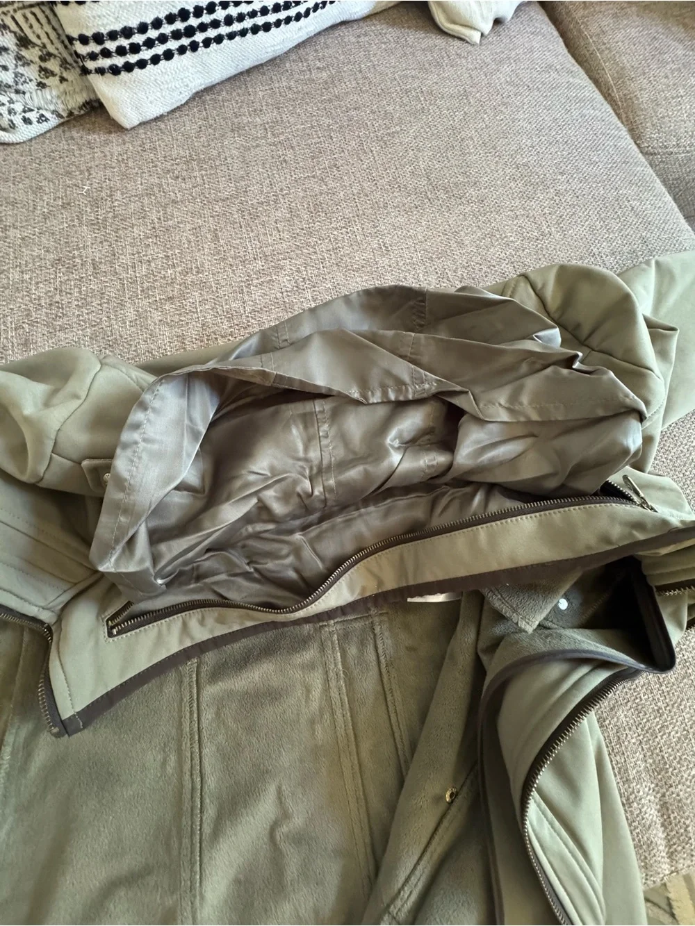 Michael Kors Olive Utility Jacket with Black Trim